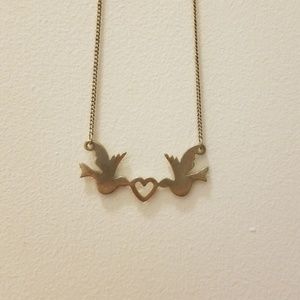 Delicate short bird heart necklace